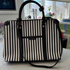 Henri Bendel Classic Brown  and White Striped Satchel